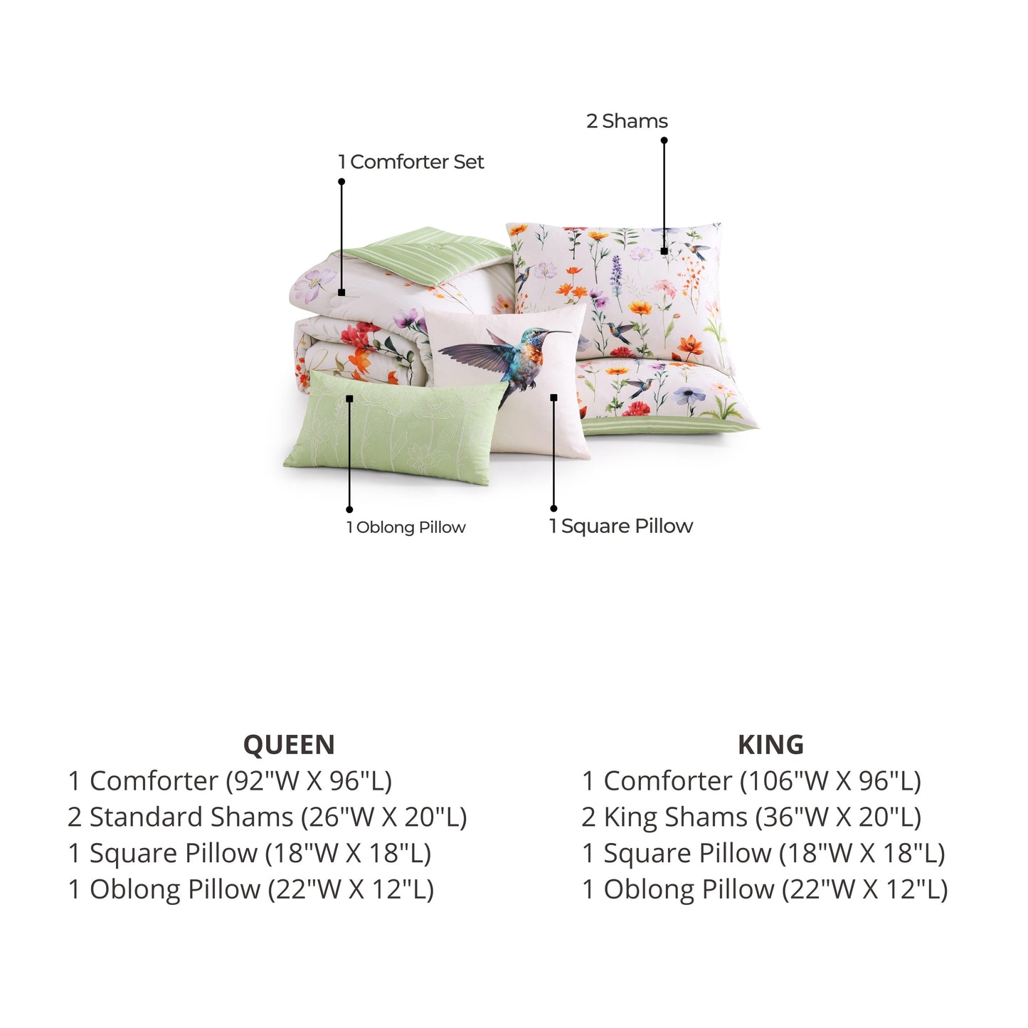 Bebejan Fresh Cut Flowers 5 Piece Reversible Comforter Set