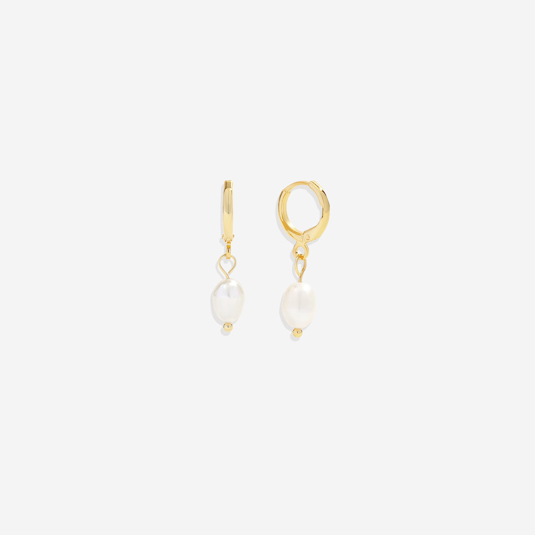 Mint & Lily Freshwater Pearl Drop Huggie Earrings