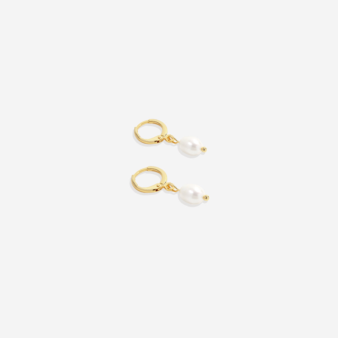 Mint & Lily Freshwater Pearl Drop Huggie Earrings