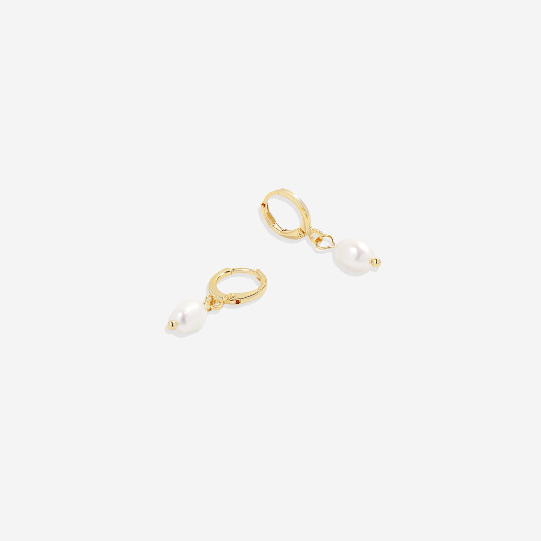 Mint & Lily Freshwater Pearl Drop Huggie Earrings