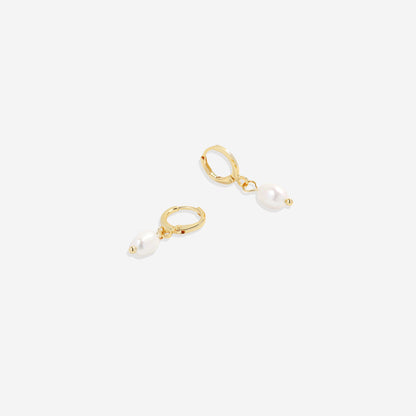 Mint & Lily Freshwater Pearl Drop Huggie Earrings