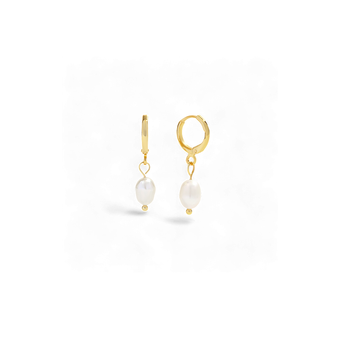 Mint & Lily Freshwater Pearl Drop Huggie Earrings