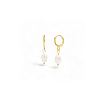Mint & Lily Freshwater Pearl Drop Huggie Earrings