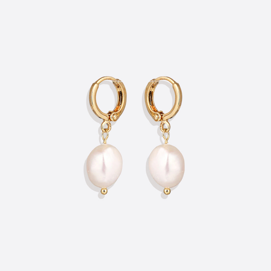 Mint & Lily Freshwater Pearl Drop Huggie Earrings