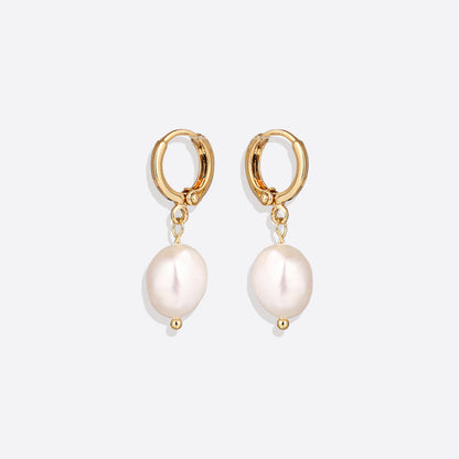 Mint & Lily Freshwater Pearl Drop Huggie Earrings