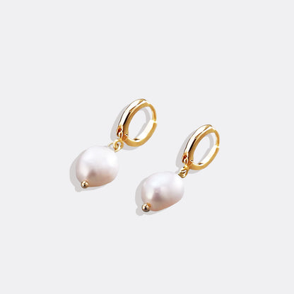 Mint & Lily Freshwater Pearl Drop Huggie Earrings