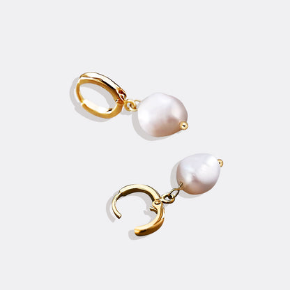 Mint & Lily Freshwater Pearl Drop Huggie Earrings