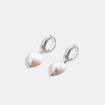 Mint & Lily Freshwater Pearl Drop Huggie Earrings