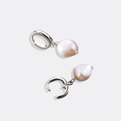 Mint & Lily Freshwater Pearl Drop Huggie Earrings