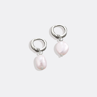 Mint & Lily Freshwater Pearl Drop Huggie Earrings