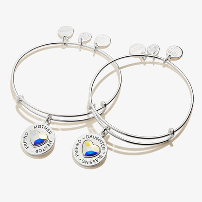 Mother Daughter Charm Bangles, Set of 2