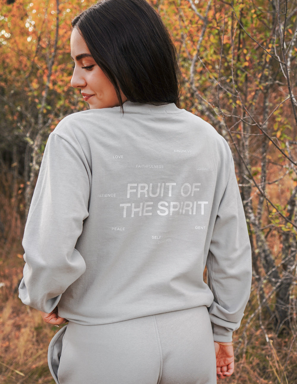 Elevated Faith Fruit of the Spirit Grey LS Unisex Tee