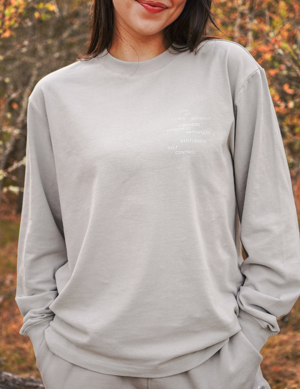 Elevated Faith Fruit of the Spirit Grey LS Unisex Tee