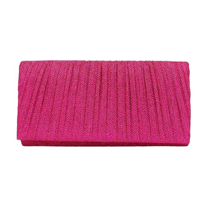Pleated Shimmery Evening Clutch Crossbody Bag
