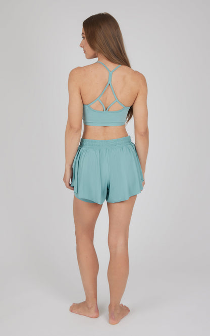 2 PC Seamless Bra and Ribbed 2 in 1 Running Short - Our Petal Tone Story