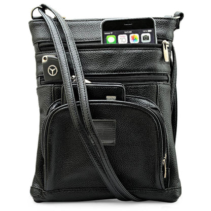 SteelTime Unisex Leather Crossbody Bag With Serenity Prayer