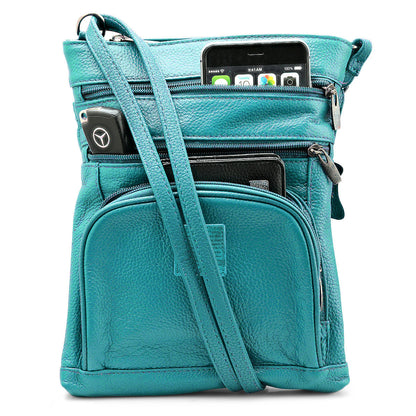 Genuine Leather Crossbody 5 Zipper Serenity Bag