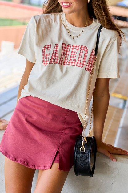 My Favorite Stretchy Wine Side Slit Denim Skort