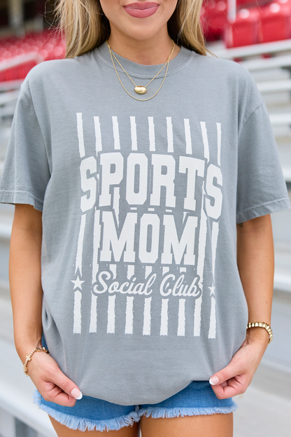 Sports Mom Social Club Grey Graphic Tee