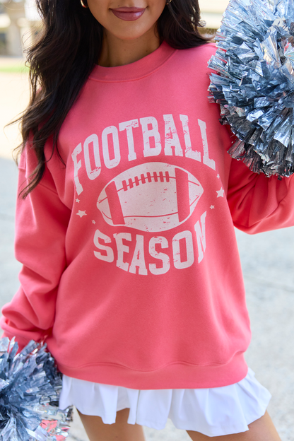 Football Season Light Red Graphic Sweatshirt