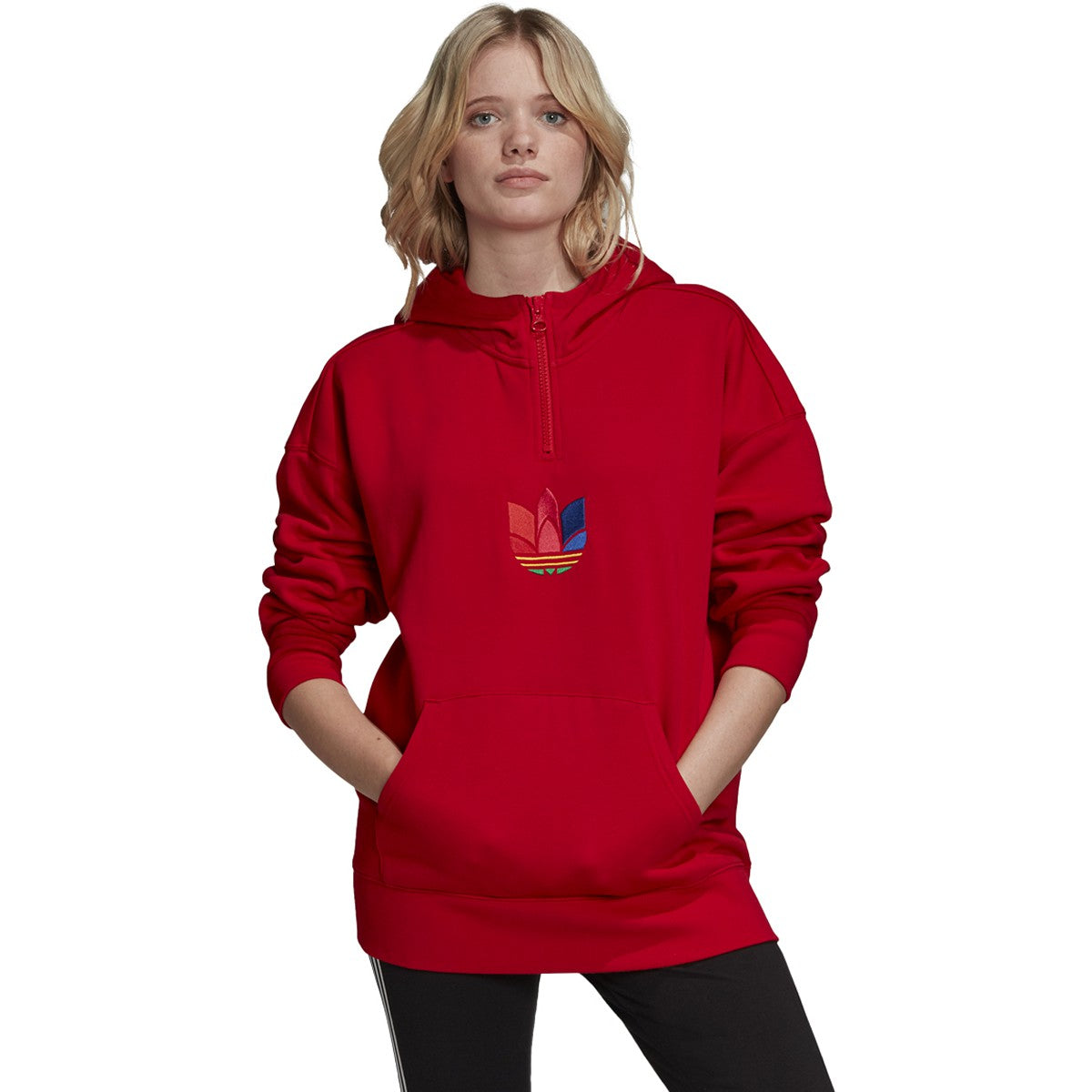adidas Women's Adicolor 3D Trefoil Half-Zip Hoodie Sweaters