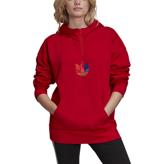 adidas Women's Adicolor 3D Trefoil Half-Zip Hoodie Sweaters