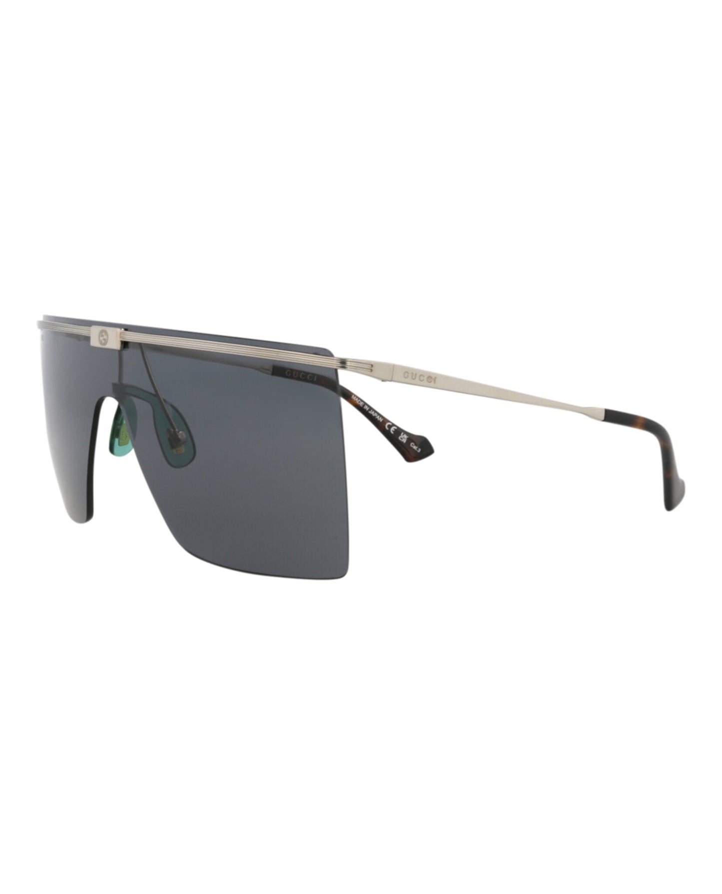 Gucci Shield-Frame Metal Sunglasses