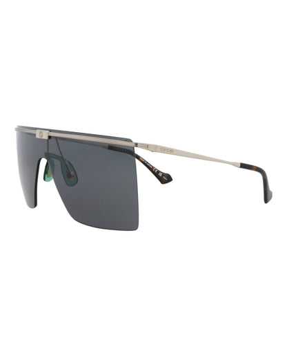 Gucci Shield-Frame Metal Sunglasses