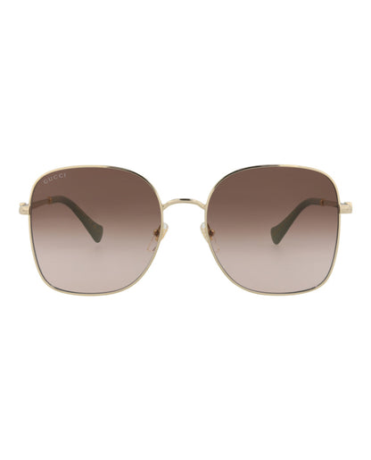 Gucci Square-Frame Metal Sunglasses