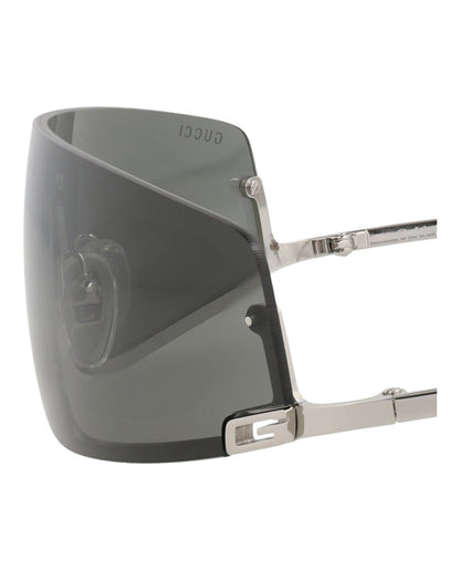 Gucci Shield-Frame Metal Sunglasses