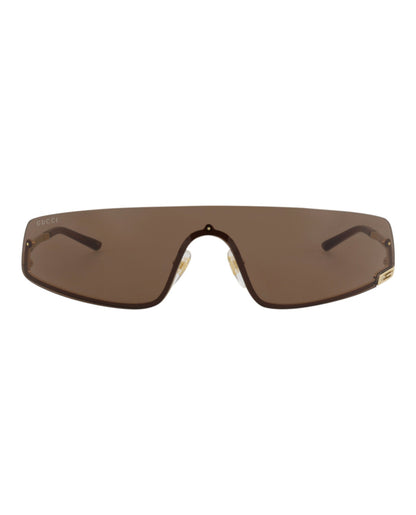 Gucci Shield-Frame Metal Sunglasses