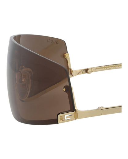 Gucci Shield-Frame Metal Sunglasses