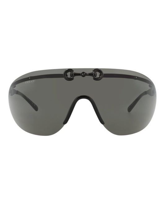Gucci Shield-Frame Metal Sunglasses