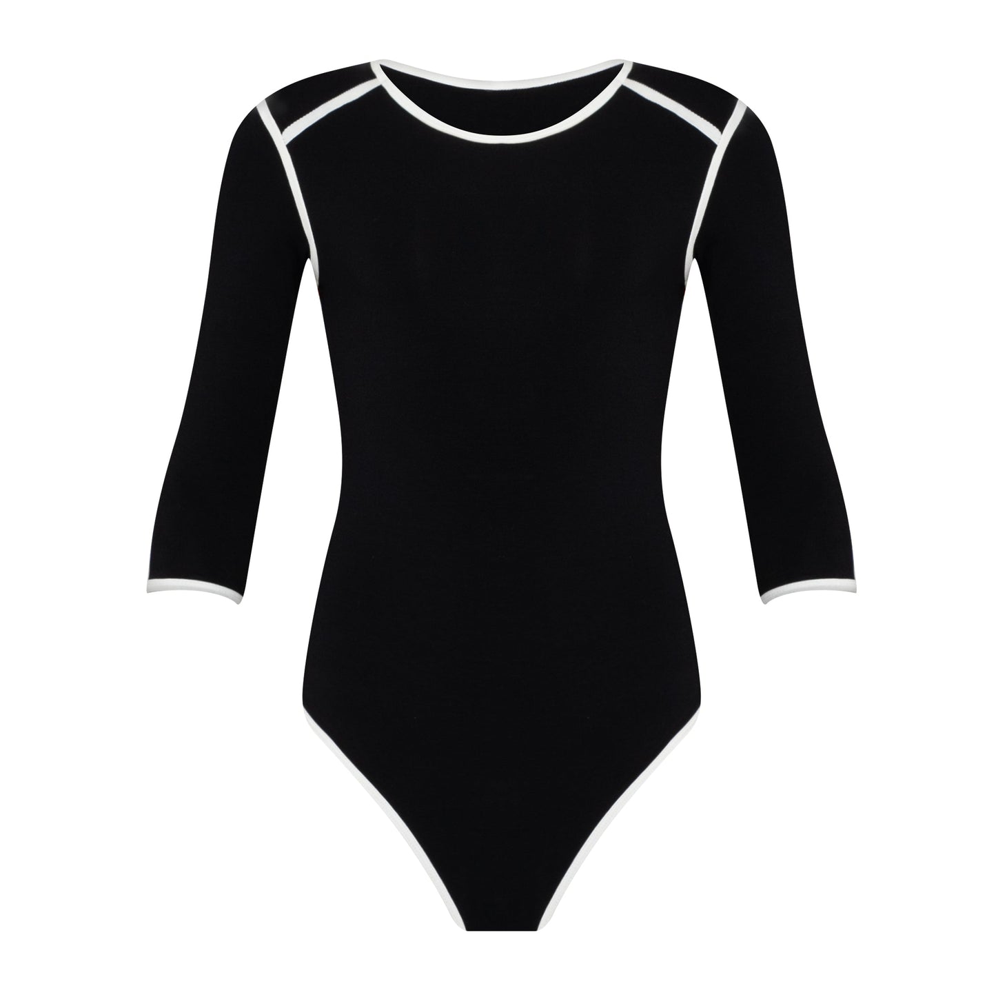 The Girl 3/4 Sleeve Second Skin Active Bodysuit In Black | Lenzing™ Viscose Stretch Fit