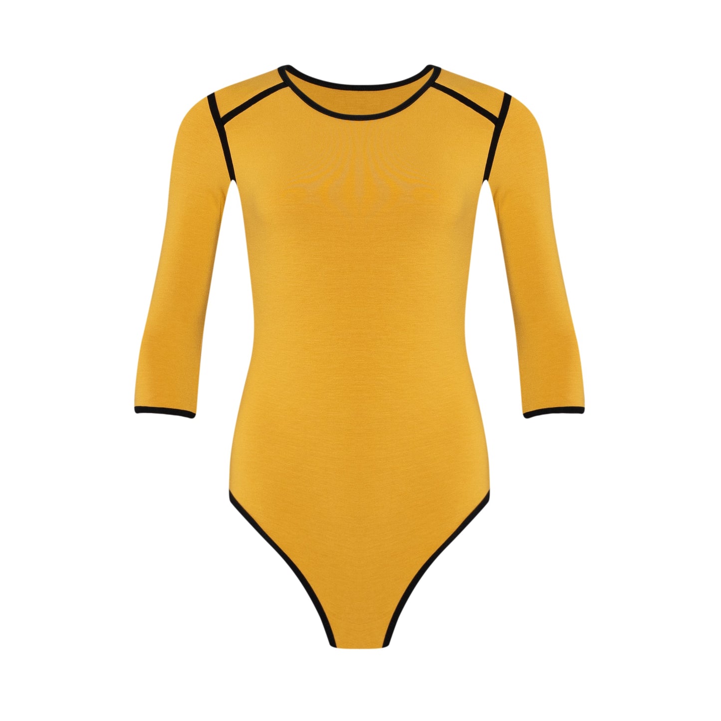 The Girl 3/4 Sleeve Second Skin Active Bodysuit In Canary Yellow | Lenzing™ Viscose Stretch Fit