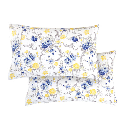 Elegant Comfort Floral and Stripe Pattern Pillowcases