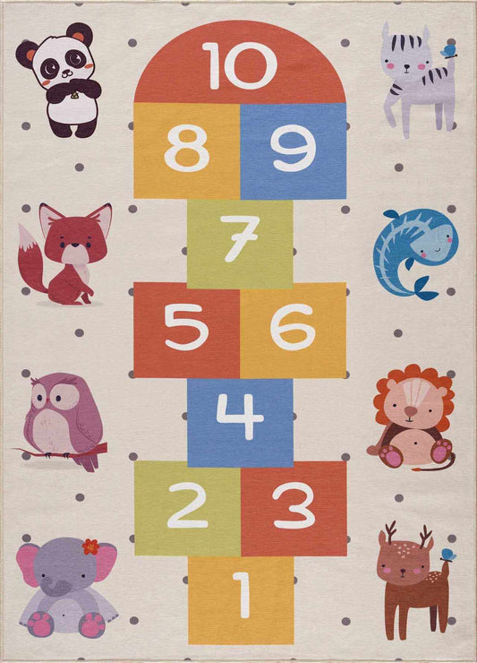 Lundy Kids Hopscotch Colorful Washable Area Rug