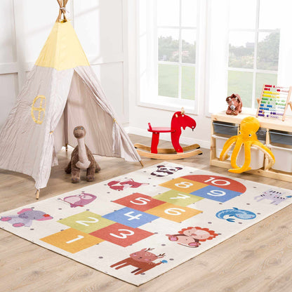 Lundy Kids Hopscotch Colorful Washable Area Rug