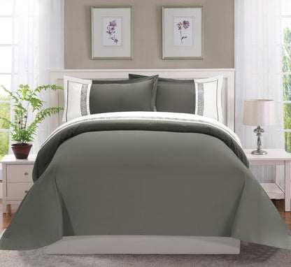 Elegant Comfort 3-Piece Greek Embroidered Duvet Cover Set