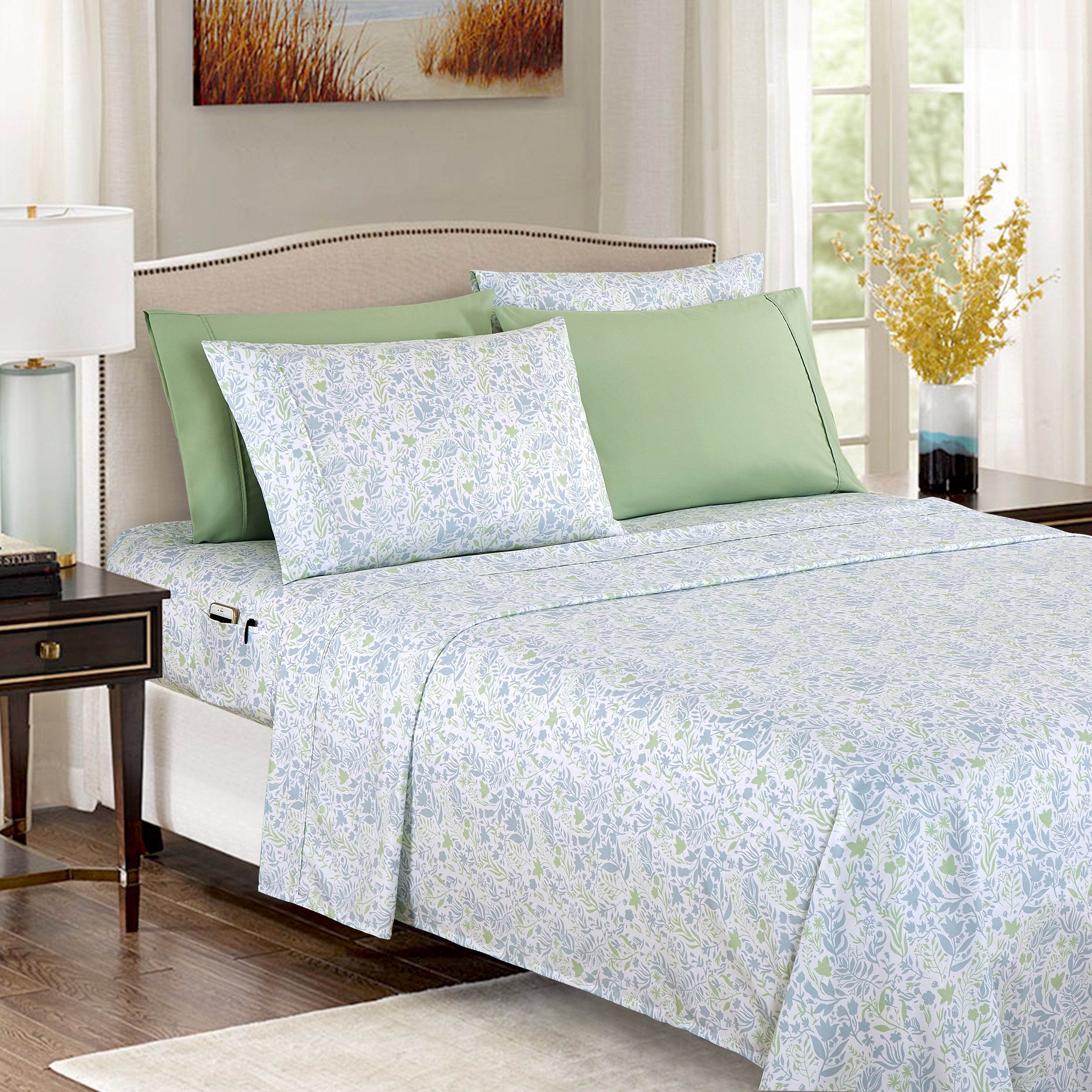 Striped Pattern Sheet Set Mocassi 6-Piece Floral and Stripe Pattern Sheet Set - Soft as a Hotel ...