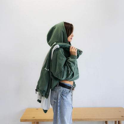 Commons Reversible Thermal Zip Up Faded Green/White