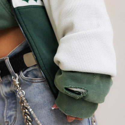 Commons Reversible Thermal Zip Up Faded Green/White