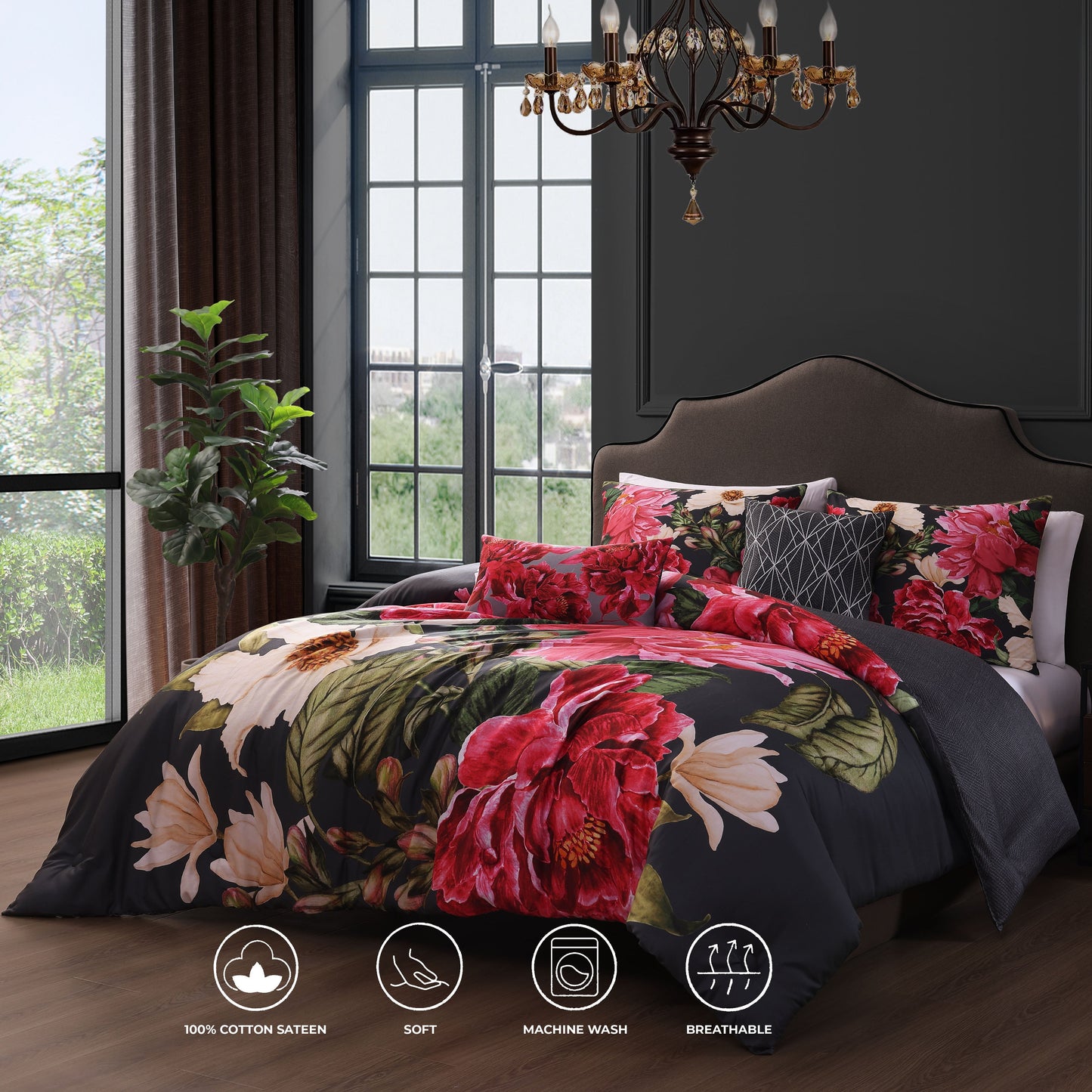 Bebejan Flower Garland 5 Piece Reversible Comforter Set