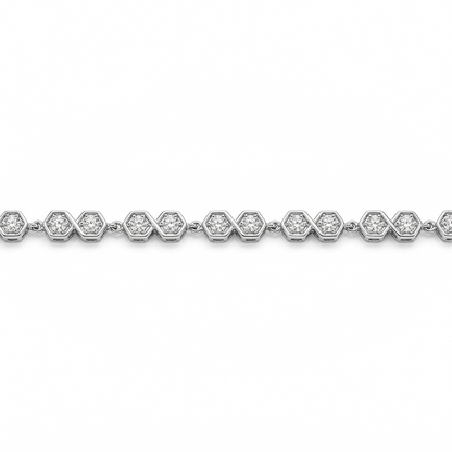 5.4 Ct Round White Zircon Bezel Silver Infinity Link Bracelet