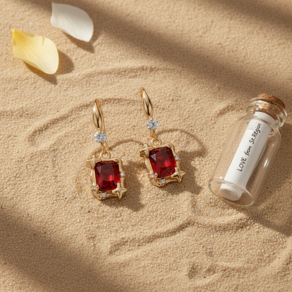 Red Crystal & Cubic Zirconia Goldtone Cushion-Cut Star Hook Earrings