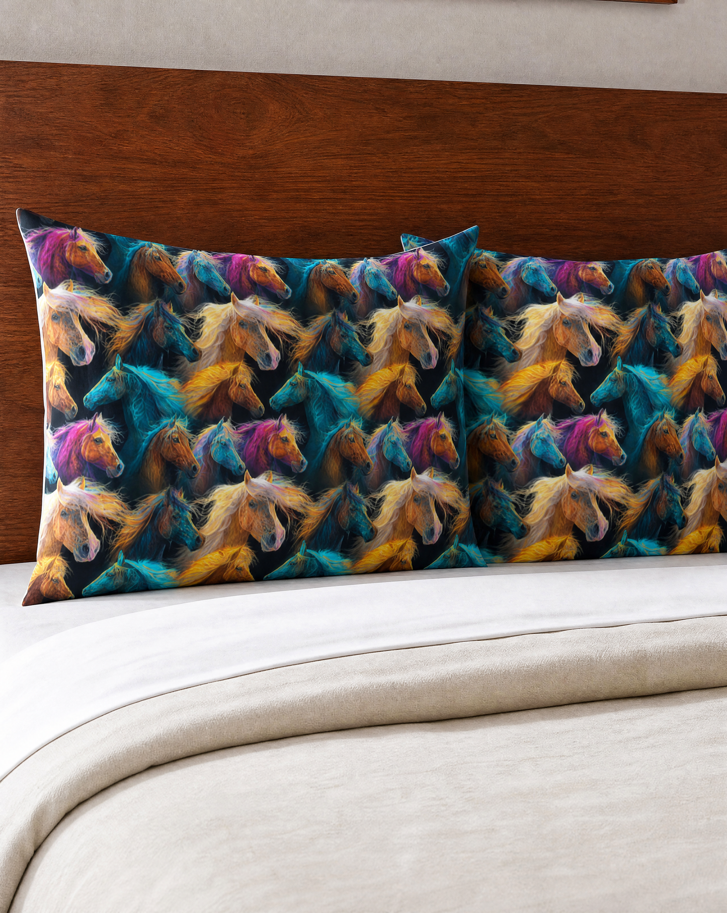 Baha Ranch Colorful Horses Pillowcase Made in America