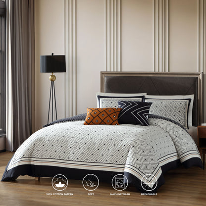 Bebejan Geometric Black & White 5 Piece Reversible Comforter Set