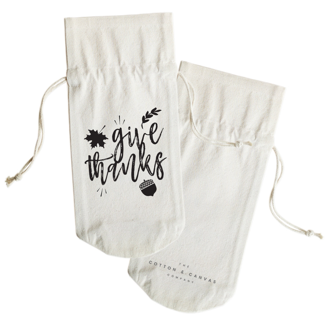 The Cotton and Canvas Co. Give Thanks Canvas Wine Bag