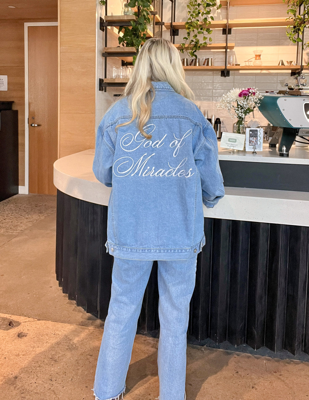 Elevated Faith God of Miracles Denim Jacket