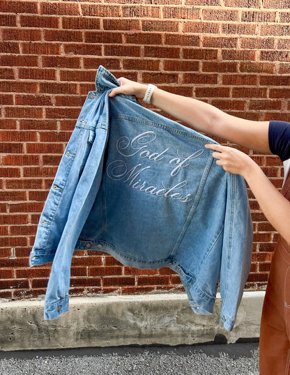 Elevated Faith God of Miracles Denim Jacket